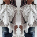 Bowknot White Women Shirts Bowtie Lace Long Sleeve Shirt Blouse Shirts Women Elegant Tops and Blouse Female 2020 Autumn Clothes. 
