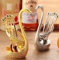 Spoon Set With Swan Stand - Golden / Silver.