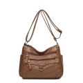 Cross-border middle-aged women's bags, new bags, middle-aged and elderly one-shoulder crossbody bags, multi-layer large-capacity soft leather money collection business bags.