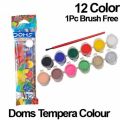 DOMS Tempera Water Colours 12 Shades with Free Brush. 