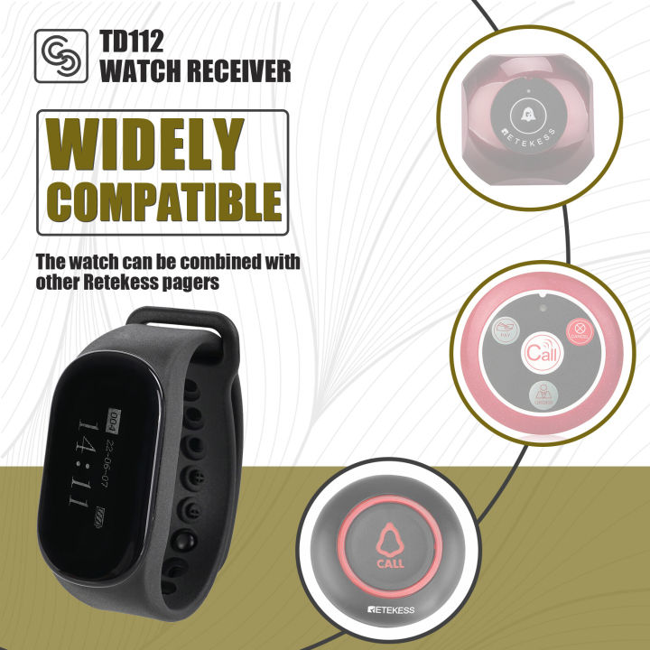 Retekess%C2%A0TD154%C2%A0Restaurant%C2%A0Pager%C2%A0System,%C2%A0Kitchen%C2%A0Paging%C2%A0Waiter%C2%A0System,A%C2%A0Chef%C2%A0Paging%C2%A0Waiter's%C2%A0Transmitter,5%C2%A0Watch%C2%A0Receiver%C2%A0for%C2%A0Restaurant,Kitchen,Clinic,Bar%20-%20Image%205