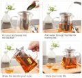 500ml & 900ml Square Glass Teapot for One with Heat Resistant Stainless Steel Infuser, Perfect for Tea and Coffee, Clear Leaf Teapot with Strainer Lid Gift for Your Family or Friends (Clear). 