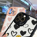 Hontinga for Samsung Galaxy A13 4G Back Cover PU Leather Cartoon Heart Smile Case Soft Silicone Edge Phone Cases.