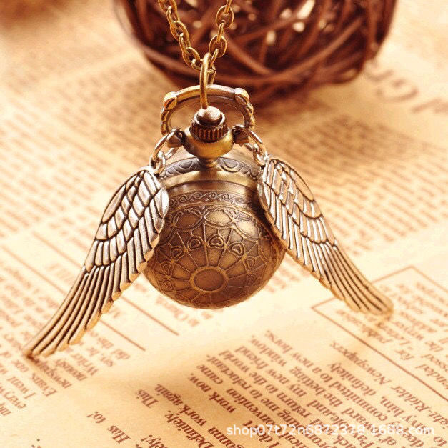 Harry Potter Gold Snitch Pocket Watch Souvenir Girls Student Kids Boys Small Pendant Delicate Necklace Vintage