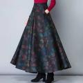 Office Skirt Thick Elegant Skirt Warm Versatile Fashion High Waist A-Line Maxi Winter Long Skirt.