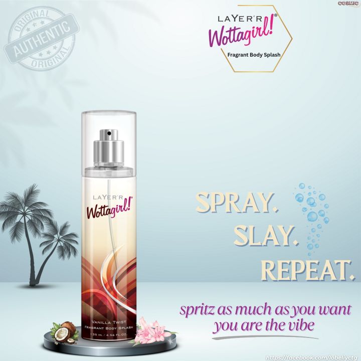 LAYER'R Wottagirl Vanilla Twist Fragrant Body Splash for Women 135ml