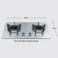 Gazi Smiss Stainless Steel Auto Ignition Double Burner Gas stove P-316 LPG/NG Useable..