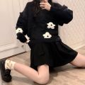 Embroidered Little Flower Pullover Sweater for Female Students Autumn and Winter New Korean Style Contrast Color Idle Style Loose Outer Wear Sweater. 