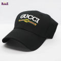 Black And White GUCCl Embroidery Logo Cotton Curved Cap.