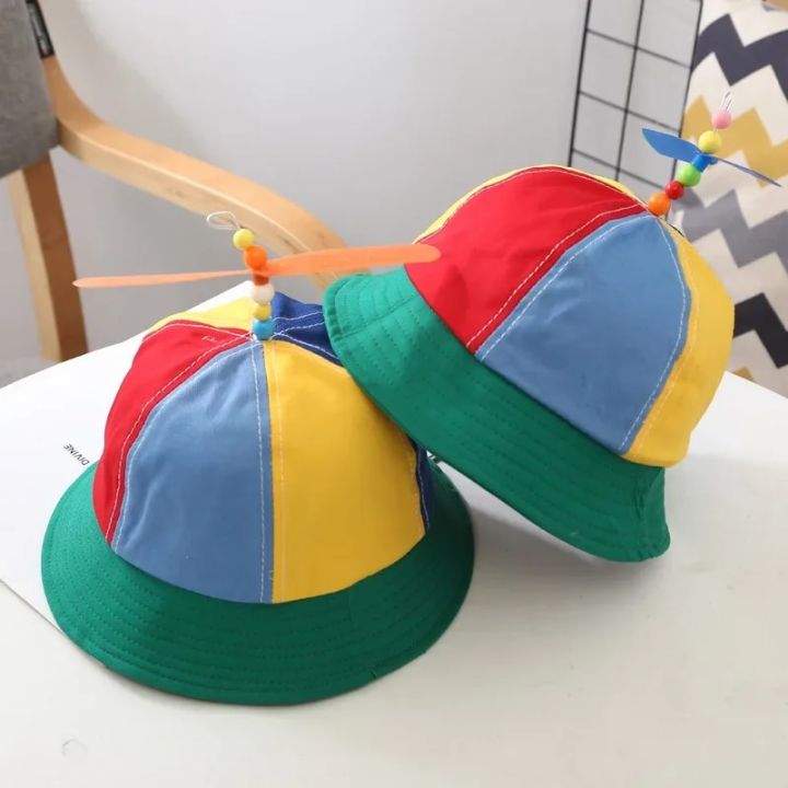 Propeller%20Multicolor%20Bucket%20Hat%20Kids%20Wide%20Brim%20Fisherman%20Hat%20Girls%20Boys%20Summer%20Autumn%20Panama%20Sun%20Hat%20Outdoor%20Beach%20Fishing%20Cap%20-%20Image%202