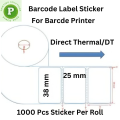 For Inkless Printing  Barcode Tag, Price Tag, Label Tag, Band Logo etc. 1 Roll 1000 PCS Sticker Per Roll, Size 38mm x 25mm, DT. 