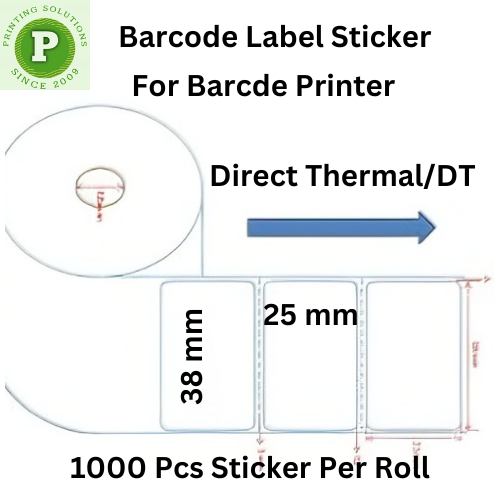 For Inkless Printing  Barcode Tag, Price Tag, Label Tag, Band Logo etc. 1 Roll 1000 PCS Sticker Per Roll, Size 38mm x 25mm, DT