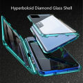 Biruiqu For OPPO Reno 6 5G India Version Magnetic Absorption Case Metal Frame Shockproof Double Sided Tempered Glass Magnetic Case Cover.