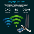 Fenvi WiFi5 AC1200 PCIE WiFi Adapter BT4.0 1200Mbps WiFi Card Dual Band 802.11ac Networking Upgrade for Win 7/10/11 Desktop PC. 
