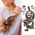 Large Totem Temporary Tattoos For Men Women Realistic Maori Dragon Thorns Tattoo Stickers Arm Body Waterproof Tatoos Tribal. 