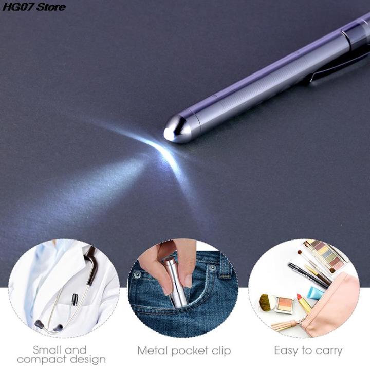 New 1PCS Reusable LED Medical Penlight Flashlight With Pupil Gauge Pocket Clip Pen Light Torch Lamp For Nurses Doctors Reading