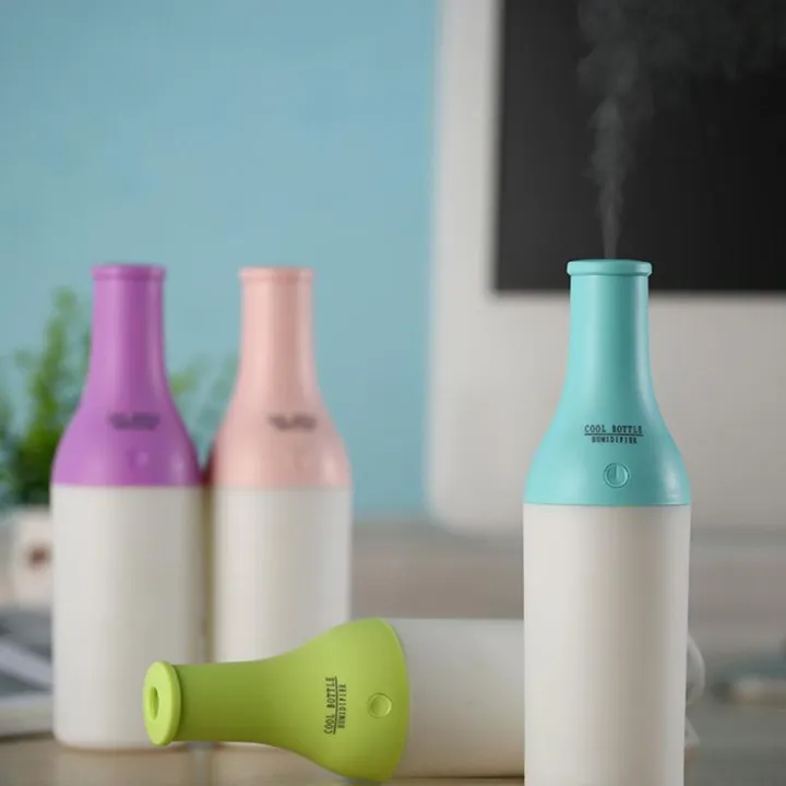 home appliance USB Gadgets Mini Cool Cocktail Bottle Humidifier Office Air Diffuser Mist Maker with LED Nightlight Household Air Cleaning Christmas Gifts