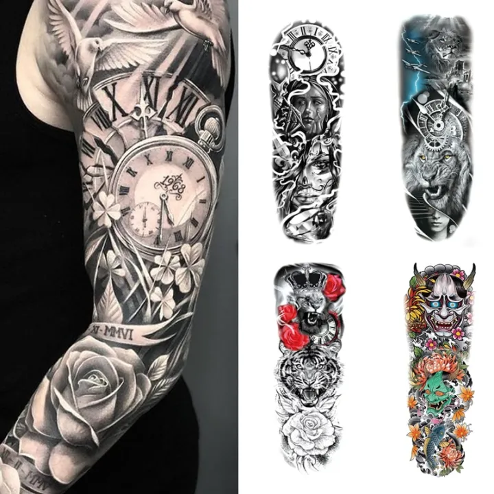 Waterproof%20Temporary%20Tattoos%20for%20Man%20Wolf%20Stickers%20Long-time%206%20Months%20Animal%20Tiger%20Body%20Art%20Faux%20Tatouage%20Festival%20Black%20-%20Image%202