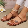 Large Size Crystal Bow Women Slippers Fashion Open Toe Low-heeled Slippers Women Summer Casual Cozy Slides Female Flip Flops.