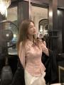 Striped Shirt for Women Autumn New Niche Design Zipper Slim Fit Slimming Sweet Youth.