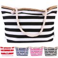 2022 New Beach Tote Bag Fashion Women Canvas Summer Large Capacity Striped Shoulder Bag Tote Handbag Shopping Shoulder Bags. 