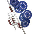 Eight Pieces Dumbbell Set With Two 10 inch Sticks 1 pcs 3 feet burble - 10Kg - Blue and Silver Combo. 