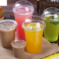 50/100Pcs 360ml/380ml/500ml Disposable Clear Plastic Cups with a Hole Dome Lids for Tea Fruit Juice Tea Disposable Cup Tableware. 