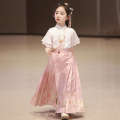Women's Tang attire, Hanfu, girl's horse face suit, Chinese style skirt, summer ancient costume performance, children's formal dress skirt. 