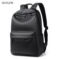 PU Leather Backpack For Men High Quality Business Travel Bag Solid Color Rucksack Unisex Simple Bagpack Holds 15.6 Inches Laptop.