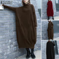 ZANZEA Womens Long Sleeve Mock Neck Casual Loose Midi Dress Kaftan Baggy Dresses #8.
