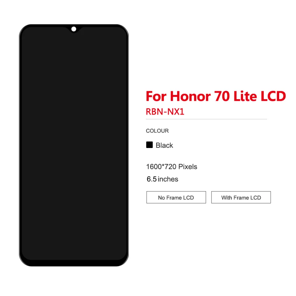 Écran LCD + Vitre Tactile Pour Honor 70 Lite 5G - 6,5 Pouces, Noir, Neuf Sous Emballage, Référence RBN-NX1