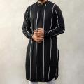 Black Print & White Stripe Panjabi. 