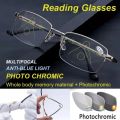 （New）Progreive Multifocal Reading Glae Men Women Photochromic Prebyopia Eyewear Ultralight Metal Frame Anti Blue Light Gafa. 
