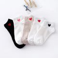 10pcs=5pairs Women Short Socks Red Heart Cute College Fresh Female Socks Soft Cotton Summer Autumn Girls Sock Meias Sox.