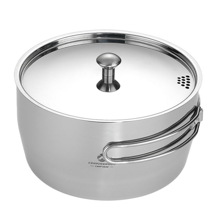 CAMPINGMOON Stainless Steel Pot Compact and Versatile Cookware for Camping and Hiking