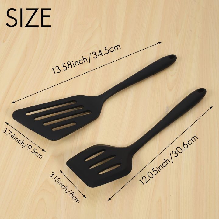 2%20Pcs%20Silicone%20Slotted%20Fish%20Turner%20Spatula,%20Spatulas%20for%20Non%20Stick%20Cookware%20Baking,Cooking,Heat%20Resistant,Black%20-%20Image%207