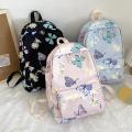 Nylon School Backpack Butterfly Teens School Bag for Girls Backpack Women Bookbags Student Schoolbag Large Black Cute Bagpack.