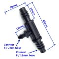 5-Pcs Reducer Tee Connector to Join 8/11mm or 9/12 mm Garden Hose Pipe with 4/7mm Tube for Setup Gardening Drip Irrigation or Watering System..