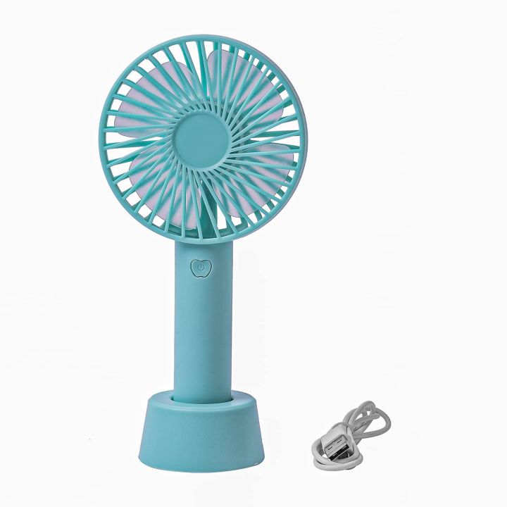 Mini Portable USB Hand Fan Built-in Rechargeable Battery Operated Summer Cooling Mini Fan with Standing Holder Handy Base For Home Office Indoor Outdoor Trave