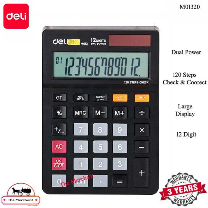 Deli M01320 Desk Calculator - 12 Digit - Black