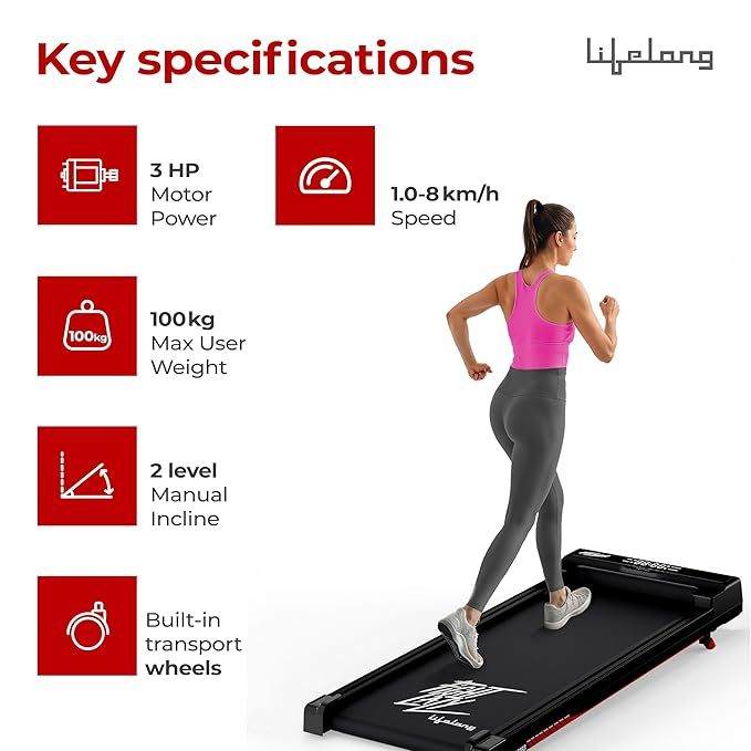 WALKING PAD MOTORIZED TREADMILL 3 HP MODE, LLTM183 BRAND,, LIFE LONG Walking Pad Pro Foldable Under Desk Treadmill