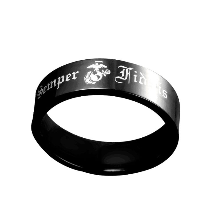 U.S. Army Marine Corps men's semper fidelis ring titanium steel ring WISH