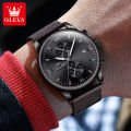 OLEVS Minimalist Design Multifunction Chronograph Watch For Men Waterproof Luminous Calendar Stainless steel strap / Milanese steel strap 2886.