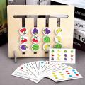 Colors and Fruits Double Sided Matching Game Logical Reasoning Training Kids Educational Toys Children Wooden Toy Montessori Toy.
