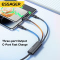 Essager 100W Cable USB C to Type C to Lighting PD Fast Charger Data 3 in 1 Quick Charging Cord For Macbook iPhone Samsung Xiaomi.