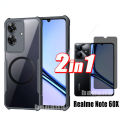 2 in 1 Realme Note 60X Shockproof Case for Realme Note 60 C75 Anti Blue Light Ray Tempered Glass.