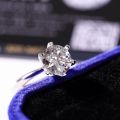 Classic Six Claw S925 Silver Plated Simulation Diamond Cut Woman Ring.