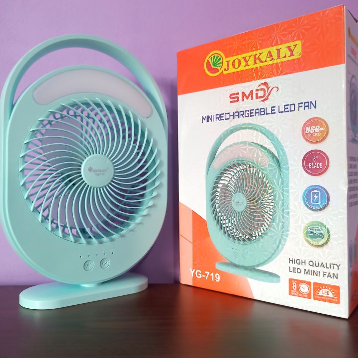 JOYKALY%20YG-719%20Rechargeable%202400mAh%20Lithium%20Battery%20Strong%20Wind%20Desk%20Fan%20With%20LED%20Lamp%20-%20Image%202