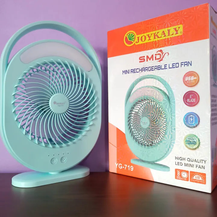 JOYKALY%20YG-719%20Rechargeable%202400mAh%20Lithium%20Battery%20Strong%20Wind%20Desk%20Fan%20With%20LED%20Lamp%20-%20Image%202