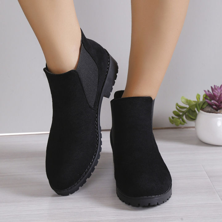 Boots Girls 2023 New Booties Women Low Heel Martin Boots Women's Boots Autumn Winter New Fashion Round Toe Women's Shoes Wholesale